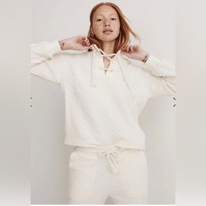 NWT Madewell Quilted-Knit Lace-Up Sweatshirt